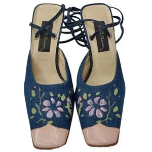 Vintage Denim Pink wrap up pumps sz 7 N